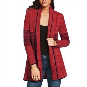 CAbi Joy Open Front Long Red Cardigan Sweater Size Medium